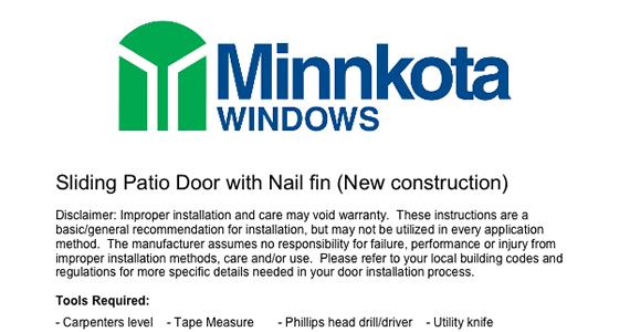 Patio Door Installation Instructions